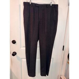 Brooks Brothers Mens 38X27 All Wool Dress Pants Charcoal Gray Flat Front Slacks